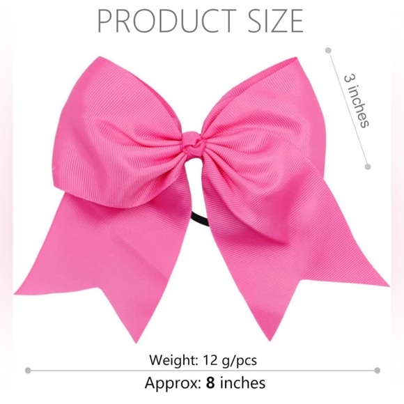 Large Pink Cheer Hair Bows Ponytail Holder in Lot of 12 - Picture 3 of 6